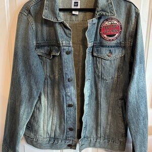 Tater Red’s Lucky Mojos embroidered; vintage custom Jean jacket size medium